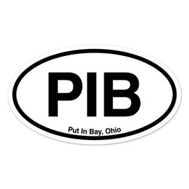 PIB Put in Bay Ohio Oval Vinyl Car Bumper Window Sticker 3" x 2"