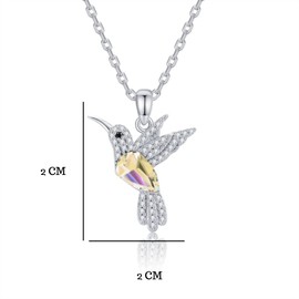 Mayfer | Collar de plata esterlina .925 para mujer con dije de colibrí decorado con cristal aústriaco - Color tornasol