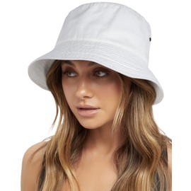FURTALK Unisex Fishing Hat, 100% Cotton Bucket Hat, Adjustable Sun Hat for Men and Women, White