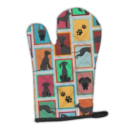 Caroline's Treasures MLM1156OVMT Lots of Black Great Dane Oven Mitt Heat Resistant Thick Oven Mitt for Hot Pans and Oven, Kitchen Mitt Protect Hands, Cooking Baking Glove