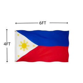 Philippines Flag 4X6 FT, Outdoor Polyester Flags, Double Stitched Philippine National Flags with Brass Grommets and Stronger Header. (4X6)