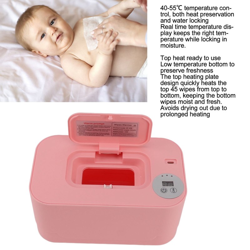 Wipes Warmer with Night Light Temperature Adjustable Refillable Multifunctional Portable