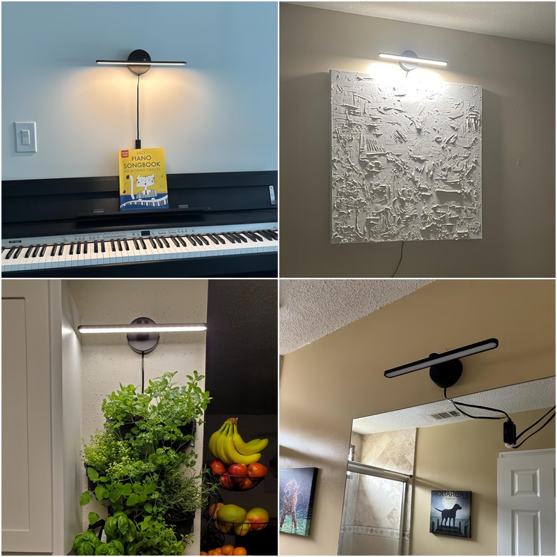 TYhogar 15.75" Plug in/Hardwired Bathroom Vanity Light Fixtures Modern Black