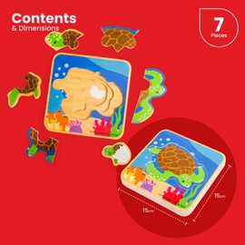 Bigjigs Toys Sea Turtle Lifecycle Puzzle - Life Cycle Toys, 7 Piece Chunky Puzzle for 2 3 4 year olds, Quality Childrens Puzzles, Jigsaw Puzzles For Kids & Toddlers