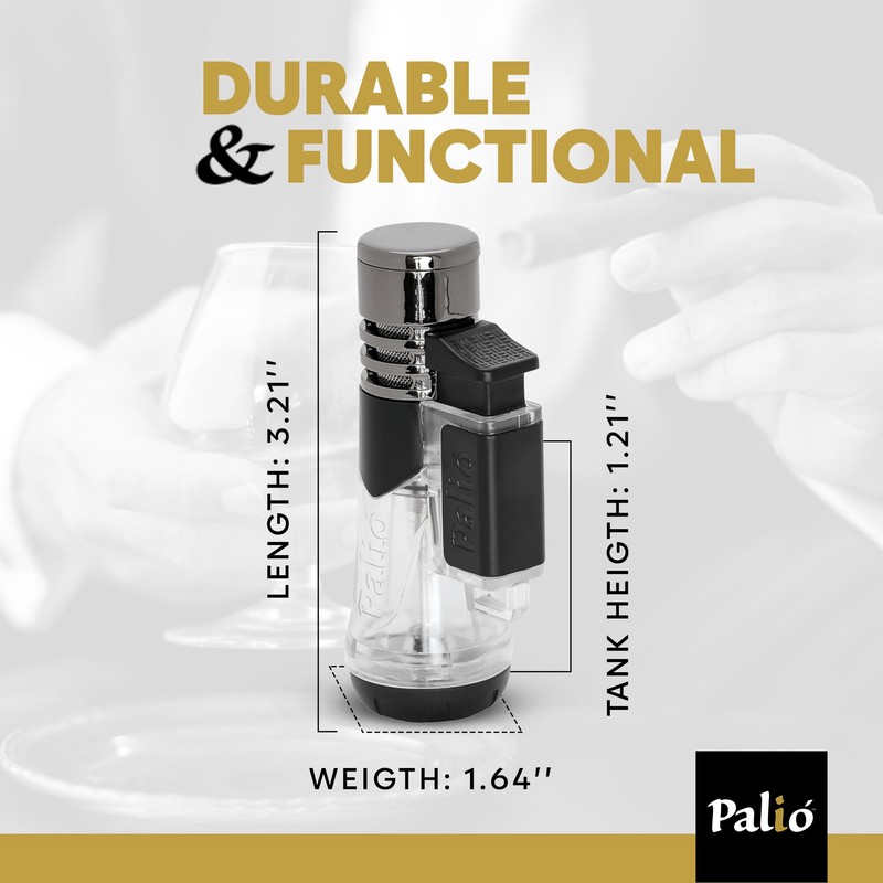 Palió Siena Single Jet-Flame Refillable Butane Torch Lighter, Clear |