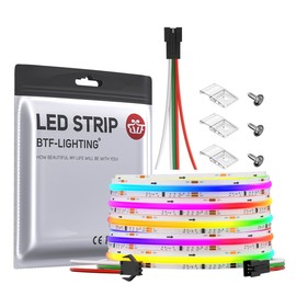BTF-LIGHTING FCOB SPI COB RGB Flexible High Density LED Strip WS2811 IC LED Strip 5 m 720LEDs/m 21W/M DC24V IP30 Not Waterproof Chasing Colour DIY Decoration (Controller and Power Supply Not Included)