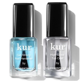 LONDONTOWN Strength & Shine Duo - Get Strong Nail Hardener and High Gloss Top Coat Manicure Nail Care Set, 0.40fl oz