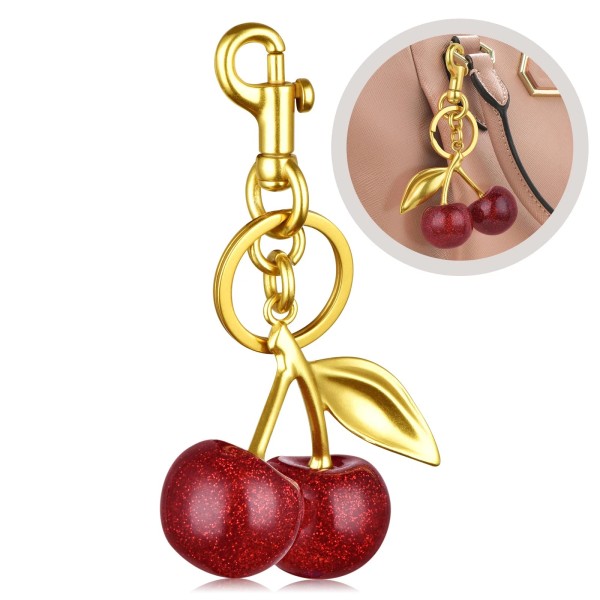 LXCSYXJ Cherry Keychain Bag Charm for Women, Sparkling Alloy Key