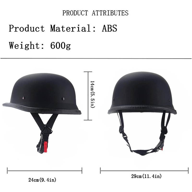 Black Half Helmet, Motorcycle Half Helmet, Retro German Style Helmet,