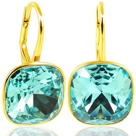 Nobel Schmuck women's golden crystal short earrings with stone