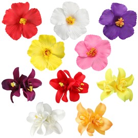 Maxqzin 10Pcs Artificial Flower Hair Clips Bohemian Flower Hairpin 3.5 Inch Hawaiian Claw Clips for Vacation Party Beach Accessories