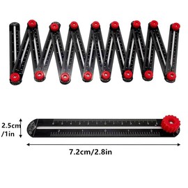 Multi Angle Measuring Ruler, 16-Sides Ruler Hole Locator Aluminum Alloy Universal Multi Angle Measuring Ruler Protractors, Adjustable Floor Tile Glass Woodworking Puncher