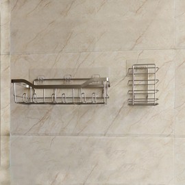 SPELSHINE Bathroom Organizer 2 Pack with Shower Hooks,Shower Caddy,Stand Toothbrush Holder Wall Mounted,Durable,Rustproof,Waterproof,Scratch-Proof and Anti-Corrosion - Silver Toothbrush Holder