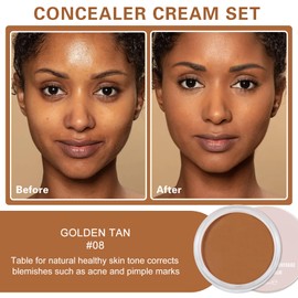 LZXLUKGIR Under Eye Concealer Full Coverage,Under Eye Corrector for Dark Circles,Pot Concealer for Older Women,Teenagers,Middle-aged,Corrector de Ojeras,Waterproof Under Eye Brightener (08 GOLDEN TAN)