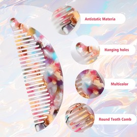 3 Items Curling Comb Women Comb for Curls Curl Comb Natural Curls Antistatic Tooth Comb Half Moon Hair Comb Made of Acetate for Hair Styling Long Curly Wet Hair Salon