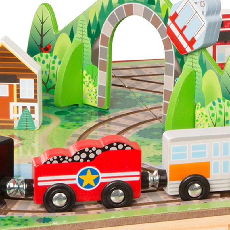 Melissa & Doug Take-Along Railroad Tabletop Playset with Wooden Train