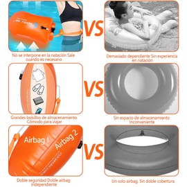 Boya Natacion Aguas Abiertas, Doble Bolsa de Aire con Almacenamiento, Cinturón de Cintura Ajustable, Bolsa Seca Flotador de Boya de Natacion, para Deporte Acuático, Playa, Nadar