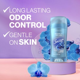 Secret Fresh Antiperspirant Deodorant for Women, 72hr Breathable Sweat & Odor Protection, Instant Freshness & Gentle, PH Balancing Minerals, Invisible Solid, Moonlight Orchid Scent, 2.6 oz