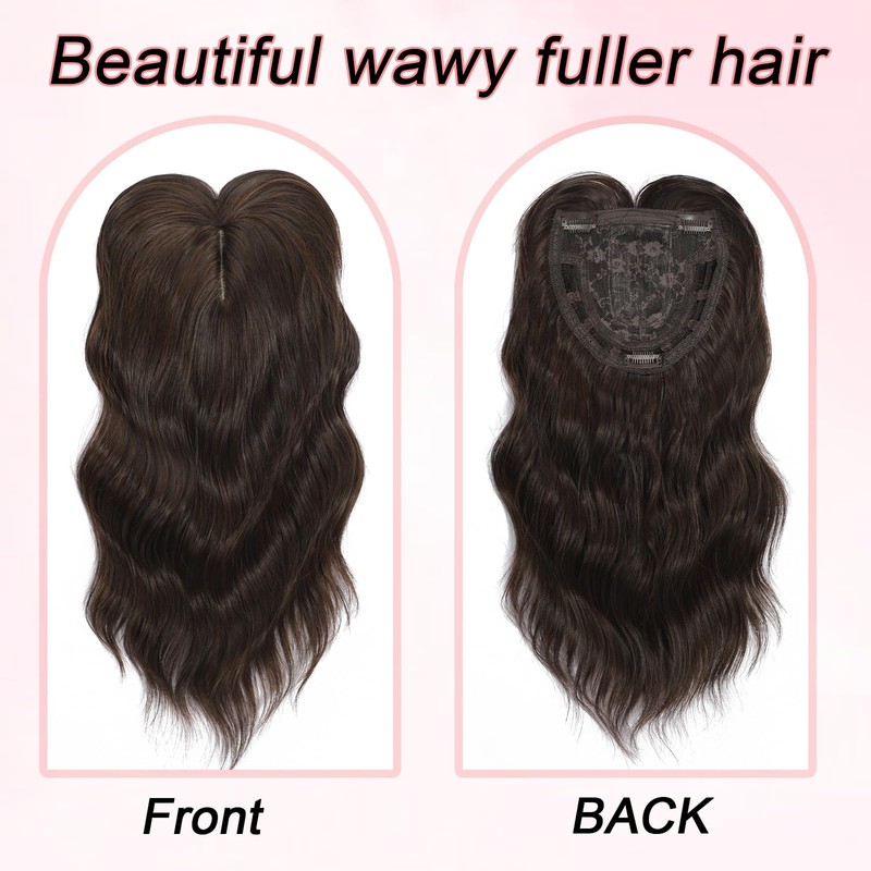 Hair Toppers for Women 14 Inch Curly Wavy Wispy Clip
