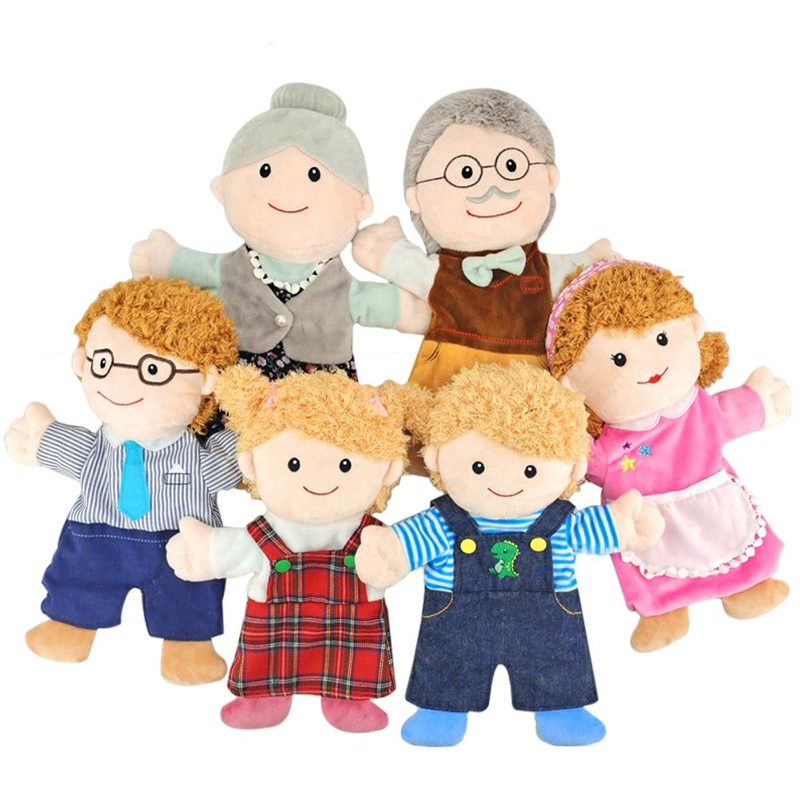 6Pcs Hand Puppet Set 11.8 Inch Soft Plush Family Members