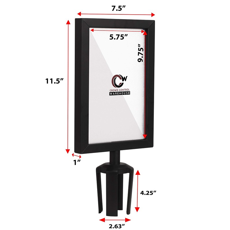 Crowd Control Warehouse Stanchion Post Top Sign Frame, 7 x