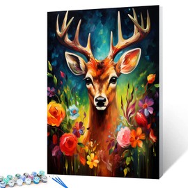Tucocoo Paint by Numbers for Adults and Beginners, DIY Oil Painting Kits on Canvas with Brushes and Acrylic Pigment, Abstract Flowers, Cute Animal Picture for Home Decoration, 40 x 50 cm (Frameless)
