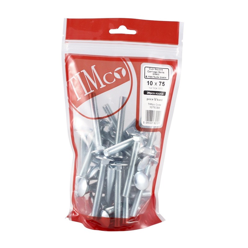 TIMCO BZP Carriage Bolt and Hex Nut - M12 x