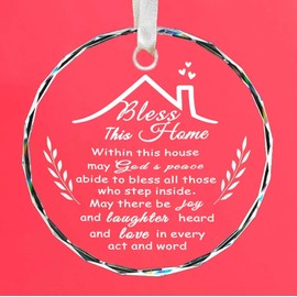 Svnntaa House Warming Gifts Bless This Home Homeowner Gifts, Funny Housewarming Gift for New Home, House Warming Gift for Women,Glass Ornament