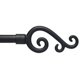 Urbanest Adjustable Scroll Finial Curtain Drapery Rod Set, 5/8-inch (Black,28"-48")
