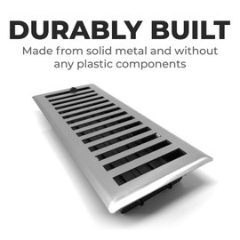 Madelyn Carter Contemporary Vent Cover, Solid Cast Brass Interior, Controls Air Flow, 4 x 12 inches (Overall Face: 5.25 x 13.5 inches), Brushed Nickel