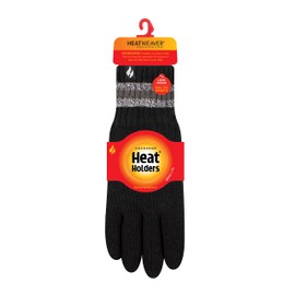 HEAT HOLDERS Sockshop Men's Cedar Striped Cuff Gloves Pack 1, black, L-XL