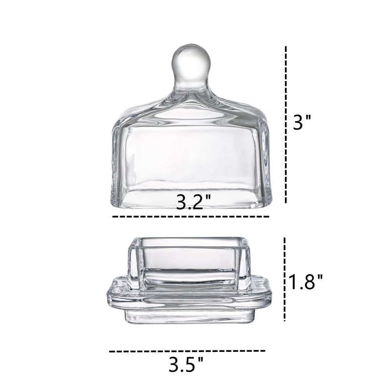 Dicunoy 2 Pack Glass Butter Dishes with Lids, Mini Butter