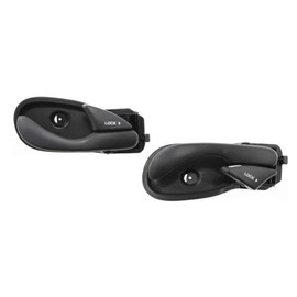 For Ford Focus 2000-2007 Interior Door Handle Driver and Passenger Side | Pair | Front Or Rear | Textured Black | With Door Lock Button | Plastic | All Submodels | Replacement For FO1352126, FO1353126