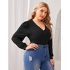 Milumia Women's Plus Size V Neck Long Sleeve Bodysuit Leotards