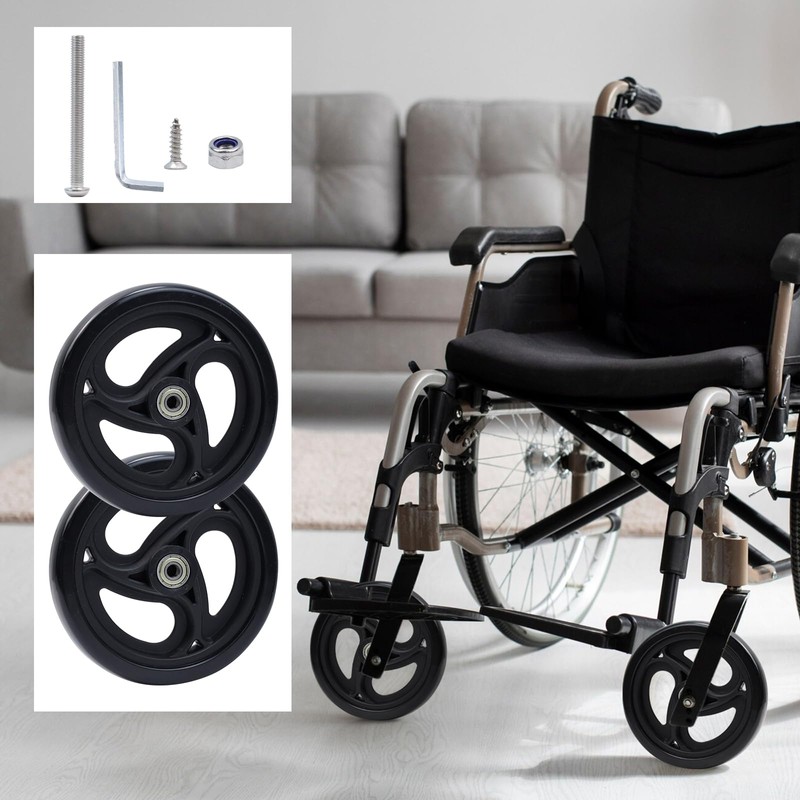 Wealrit Black Solid Walker Wheels Replacement - 6 Inch Drive