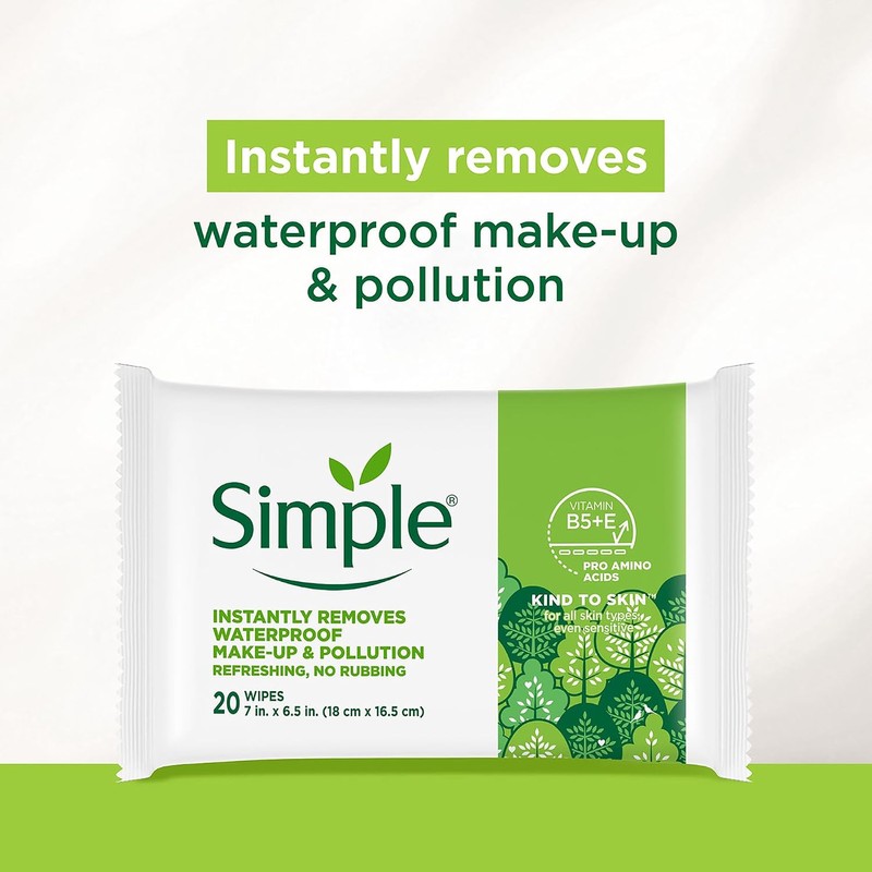 Simple Facial Wipes, Micellar, 25 ct
