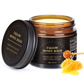 MEIDU Beef Tallow for Skin,Tallow and Honey Balm for Face,Raw Wild Honey Blend,Organic Grass-Fed Beef Tallow Balm,Face and Body Moisturizer(60g)