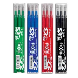 PILOT FriXion Ball Pen & Refills, 0.7 mm, 4 x Packs of 3 Refills in Black + 1 x FriXion Ball Pen in Black