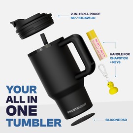 Frost Buddy Thicc Buddy - 16 oz Stainless Steel Vacuum Insulated Tumbler with Lid and Straw for Water - Travel Mug Cupholder Friendly - Gifts for Women Men Him Her (White)