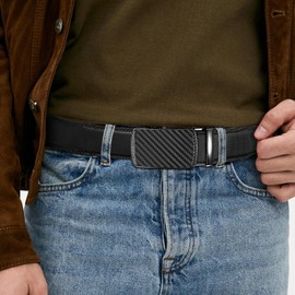 CALIYO Men's Belt, Automatic Leather Belt, Men's Ratchet, Width 34 mm, Adjustable Men's Belt Without Holes, Suitable for Men's Suits and Business Clothing, black / brown