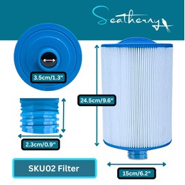 Seatherny SKU02 Hot Tub Filter Cartridges – 2 Pack | Compatible with Pleatco PWW50P3, Unicel 6CH-940, Filbur FC-0359 | 6" x 9 5/8" (15 x 24.5 cm) Replacement Spa Water Filters