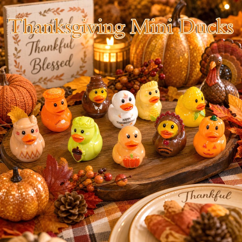 50 Pcs Thanksgiving Mini Ducks, 10 Styles Fall Ducks