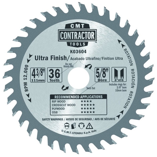 CMT K03604 ITK Contractor Ultra Finish Saw Blade and 4-3/8