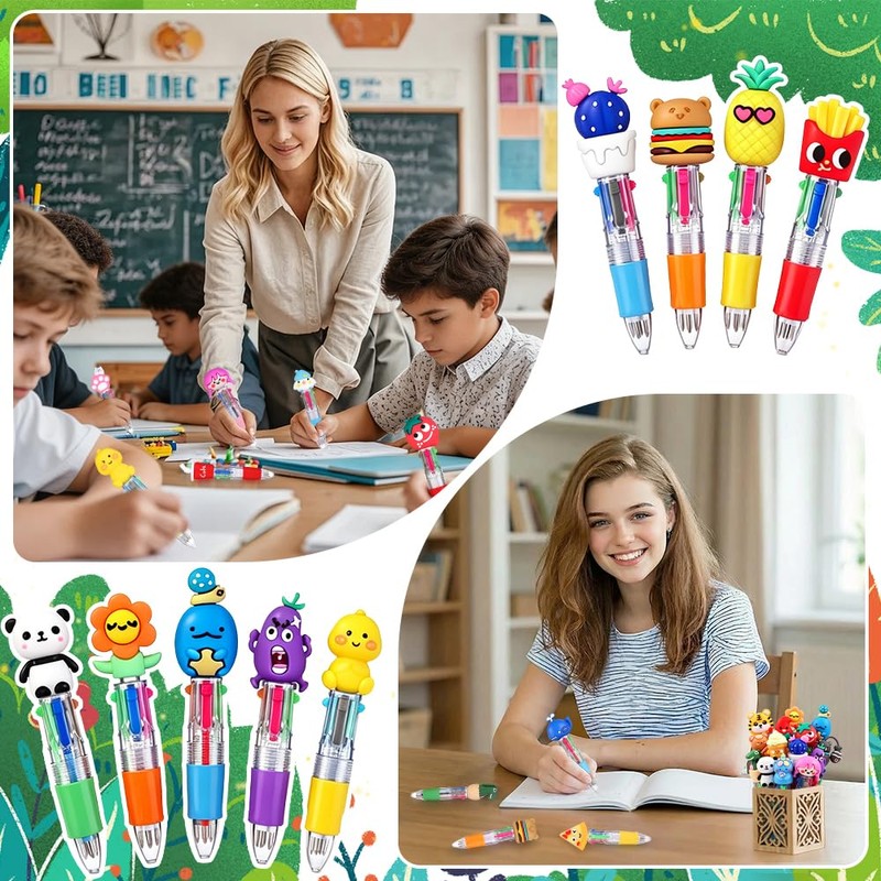 Vellibring 30pcs Mini Multicolor Pens in One 4-in-1, Bulk Cute