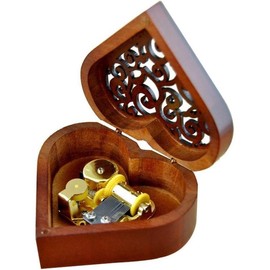 Heart Shaped Vintage Wood Carved Mechanism Musical Box Wind Up Music Box Gift for Christmas/Birthday/Valentine's Day