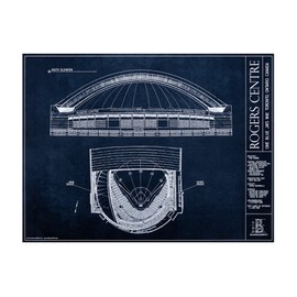 Rogers Centre Blueprint Style Print (Unframed, 18"H x 24"W)