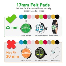 Maromalife 60 PCS Essential Oil Refill Pads, 0.67 Inch Felt Pads Aromatherapy Replacement Pads for Diffuser Necklace Diffuser Bracelet Car Diffuser Vent Clip Multi-Colored