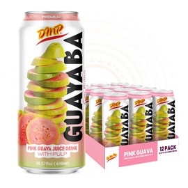 De Mi Pais Guava Juice with Pulp, Premium Quality Fruit Beverage, with real guayaba, Refreshing Canned Juice with Guava Pulp Extract, Perfect for Drinks and Smoothies, Size 16.57 Fl Oz, 12-Pack