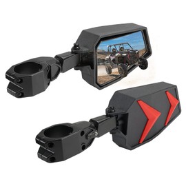 KEMIMOTO UTV Side View Mirrors Fits 1.75-2" Roll Bar Compatible with Polaris RZR 800 900 1000 XP Turbo Pioneer Rhino Mule Teryx Black Orange Blue Red Inserts, Adjustable Aluminum Clamp