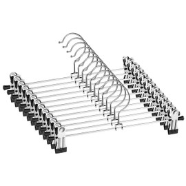 NORTHERN BROTHERS Pants Hangers 12 Pack Skirt Hangers with Clips Metal Adjustable Hanger for Pants Trousers Men Women Kids Clothes